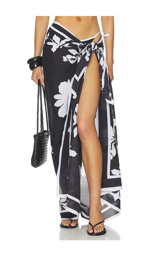 seafolly may flower sarong in black & white.