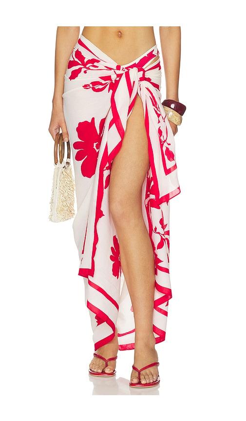 seafolly may flower sarong in cream,red.
