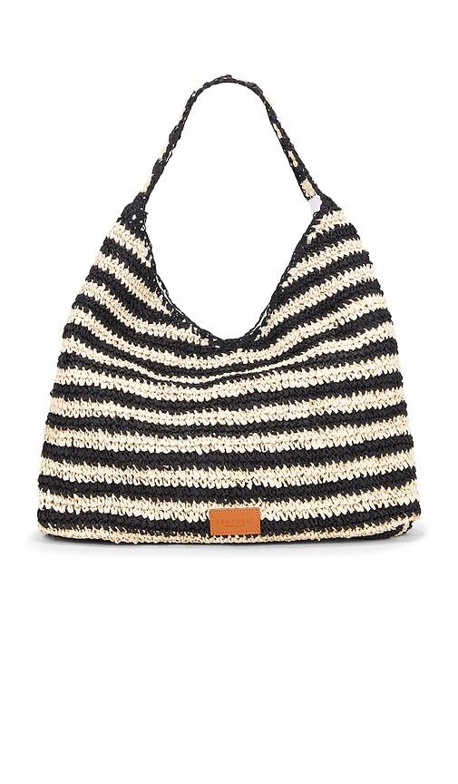 seafolly raffia stripe tote in ivory.