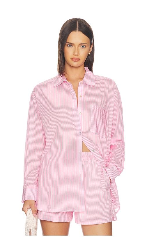 seafolly stripe shirt in pink. - size l (also in s, xs, m)