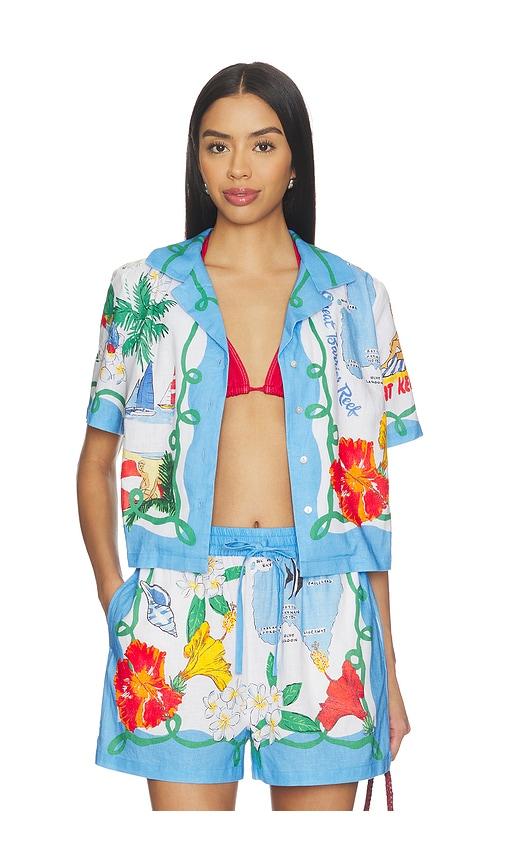 seafolly viva vacation shirt in blue. - size l (also in m, s, xl, xs)