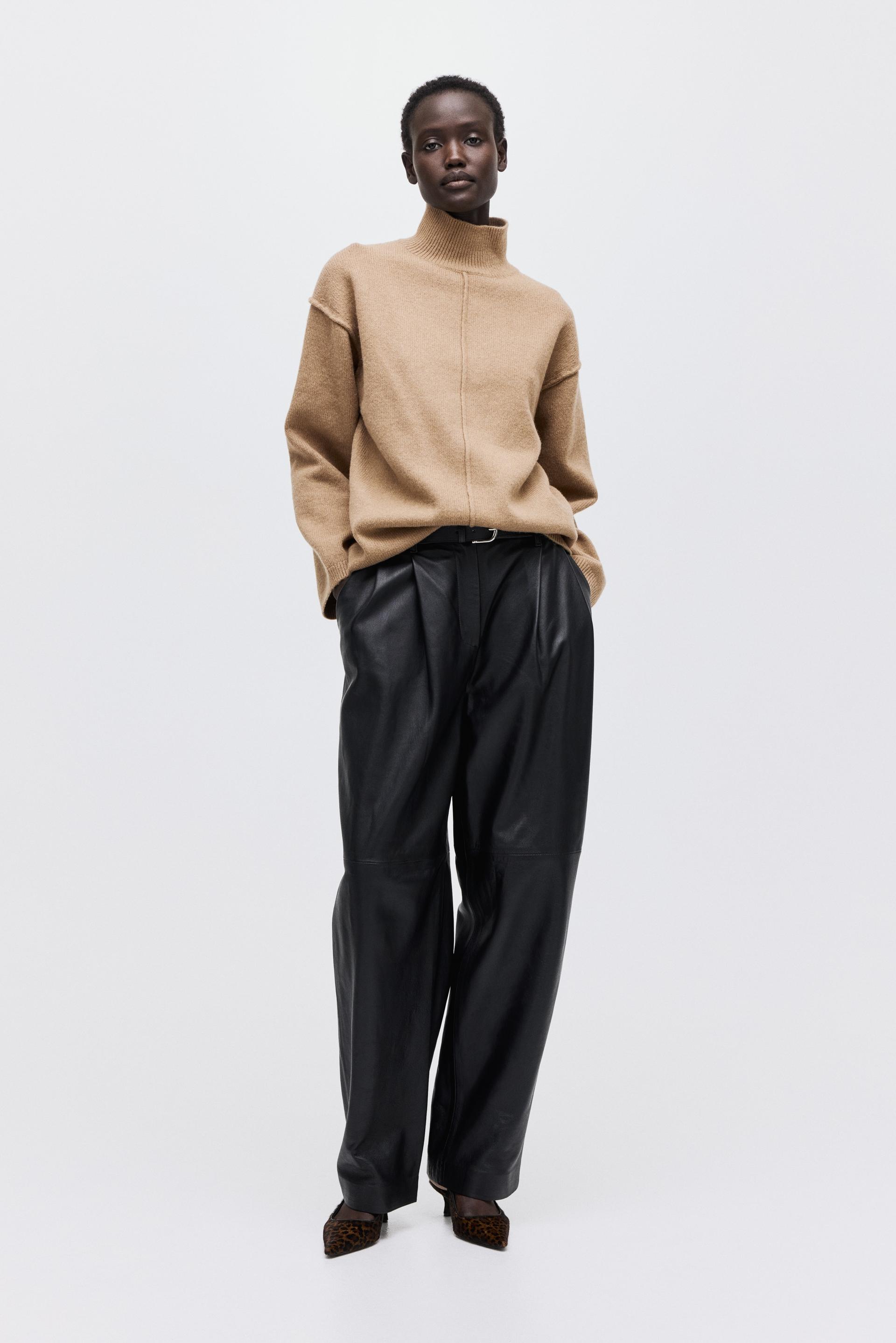 seam-detail mock turtleneck sweater