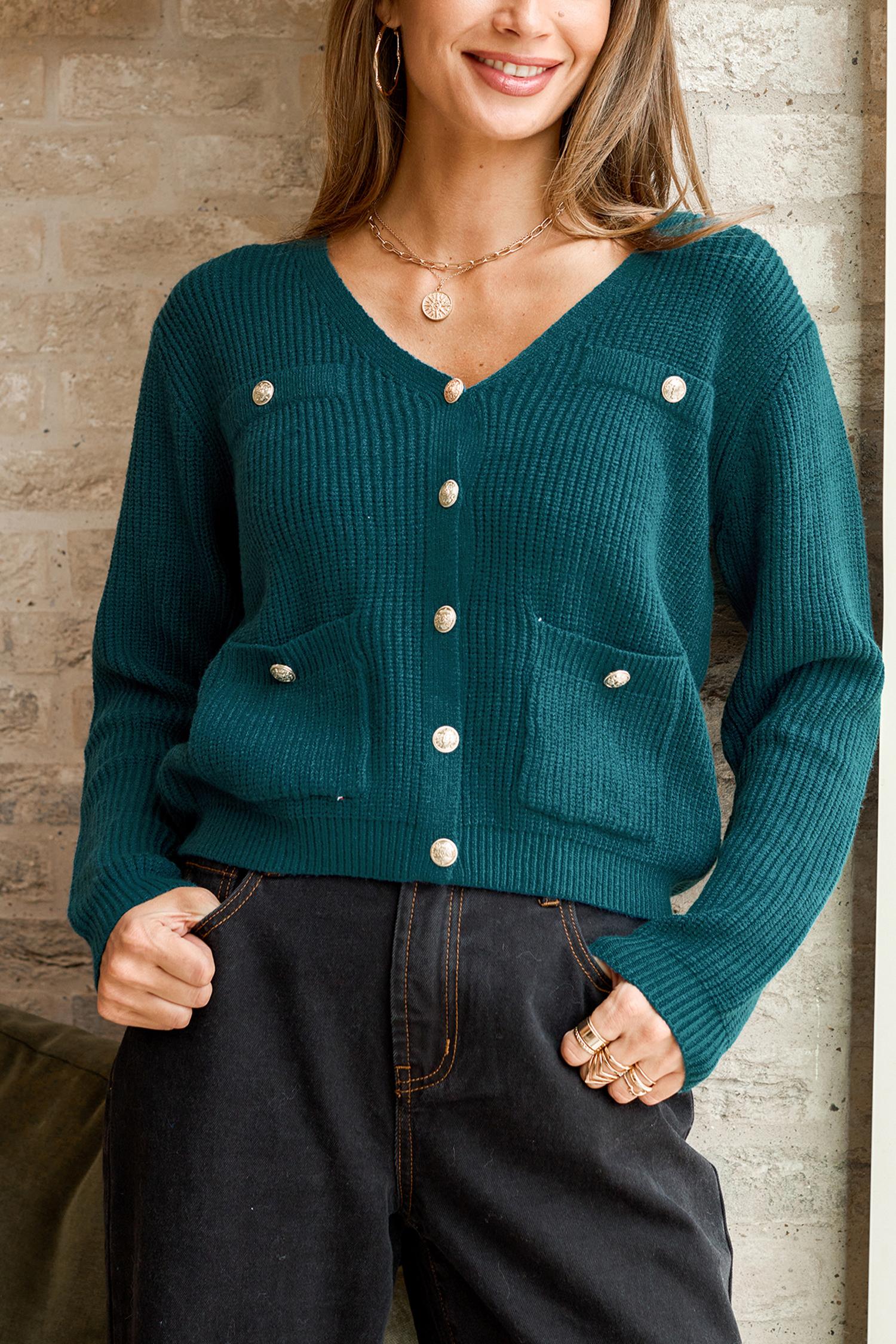 secret crush aqua cardigan - l
