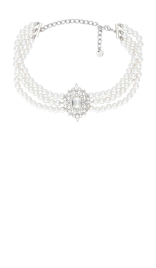 self-portrait crystal pearl choker in ivory.