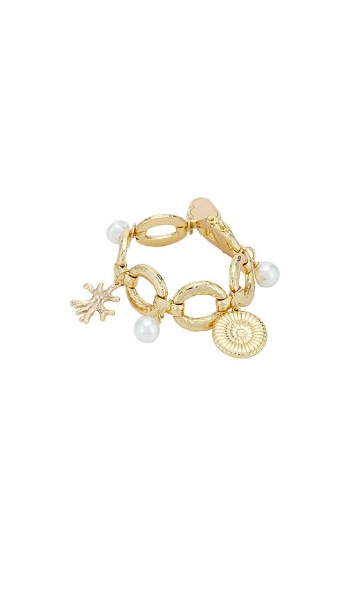 self-portrait gold coral charm bracelet in metallic gold.
