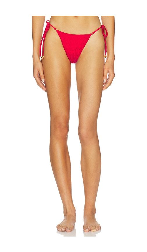 selia richwood poncik side tie bikini bottom in red. - size l (also in xs, m)
