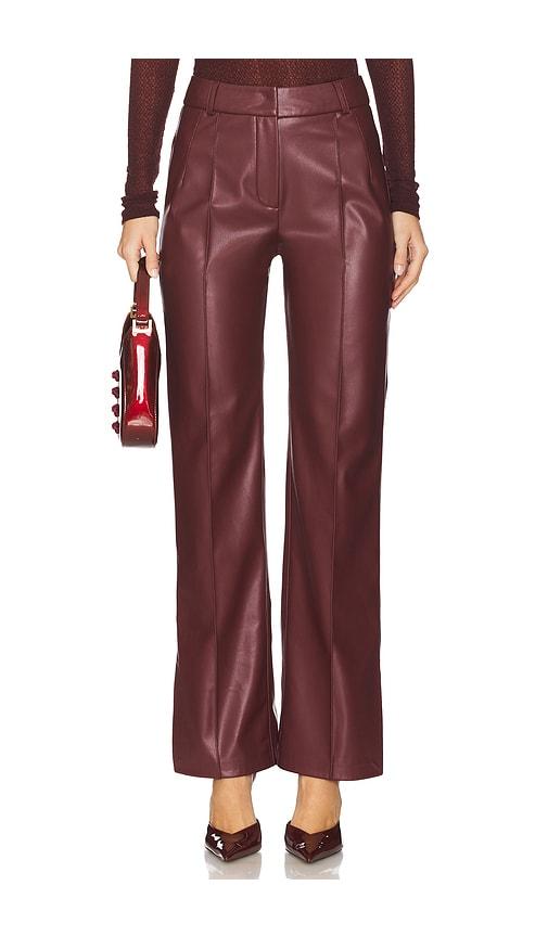 selmacilek leather slit detailed pant in burgundy. - size m (also in s)
