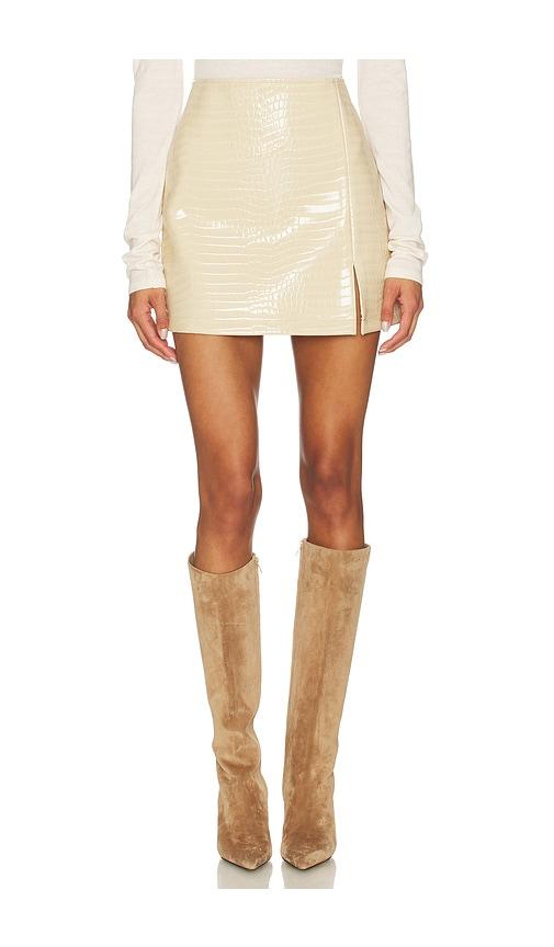 selmacilek luxe leather skirt in beige. - size l (also in s, xs, m)