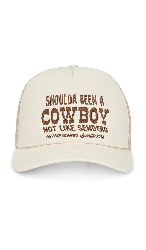 sendero provisions co. shoulda been a cowboy trucker hat in cream.
