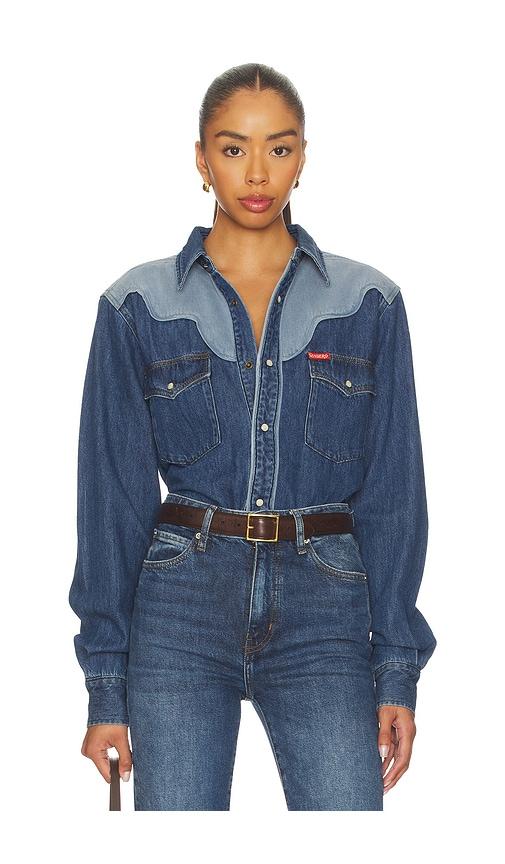 sendero provisions co. sundance western pearl snap shirt in blue. - size m (also in xl/1x)