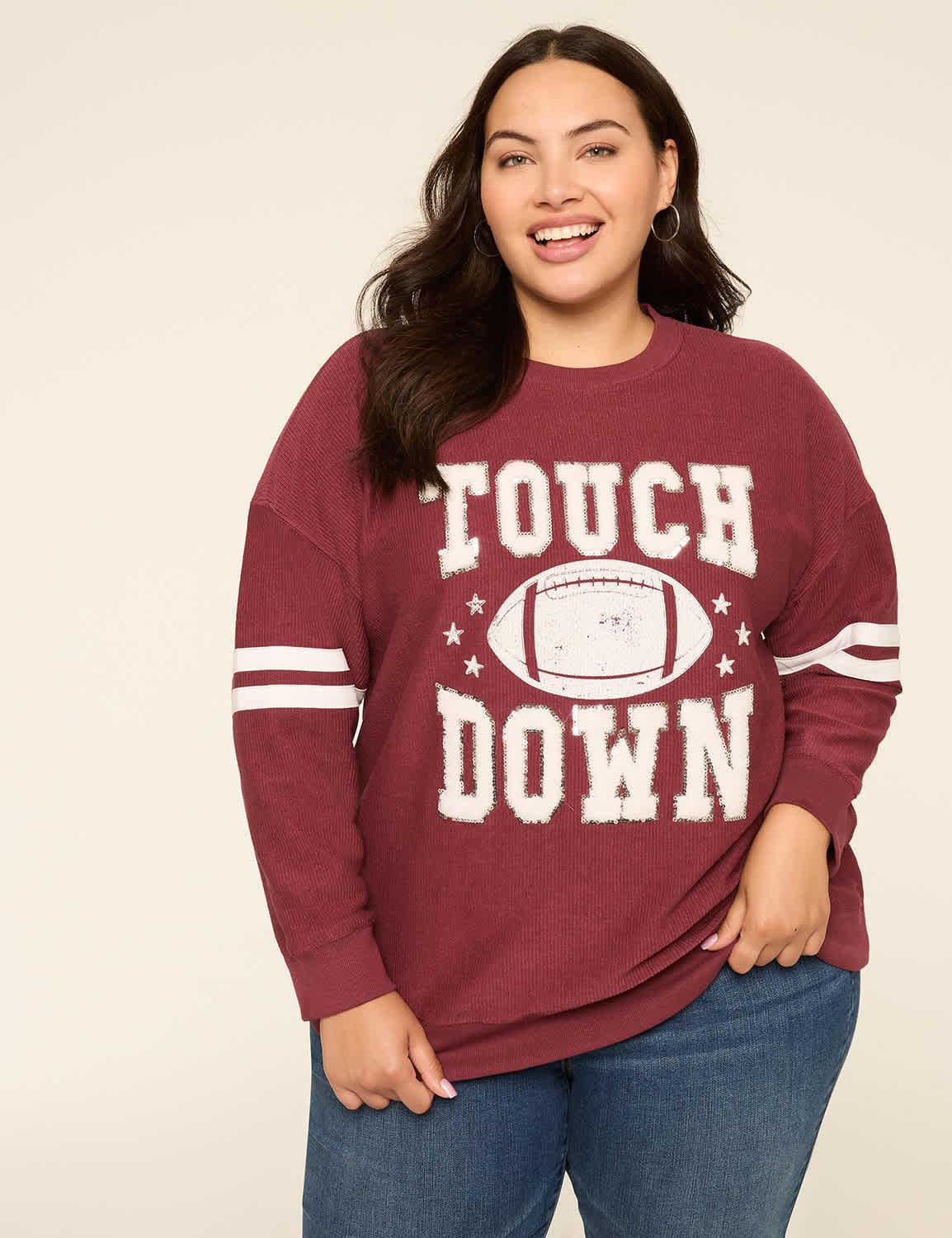 sequin & chenille touchdown graphic sweatshirt