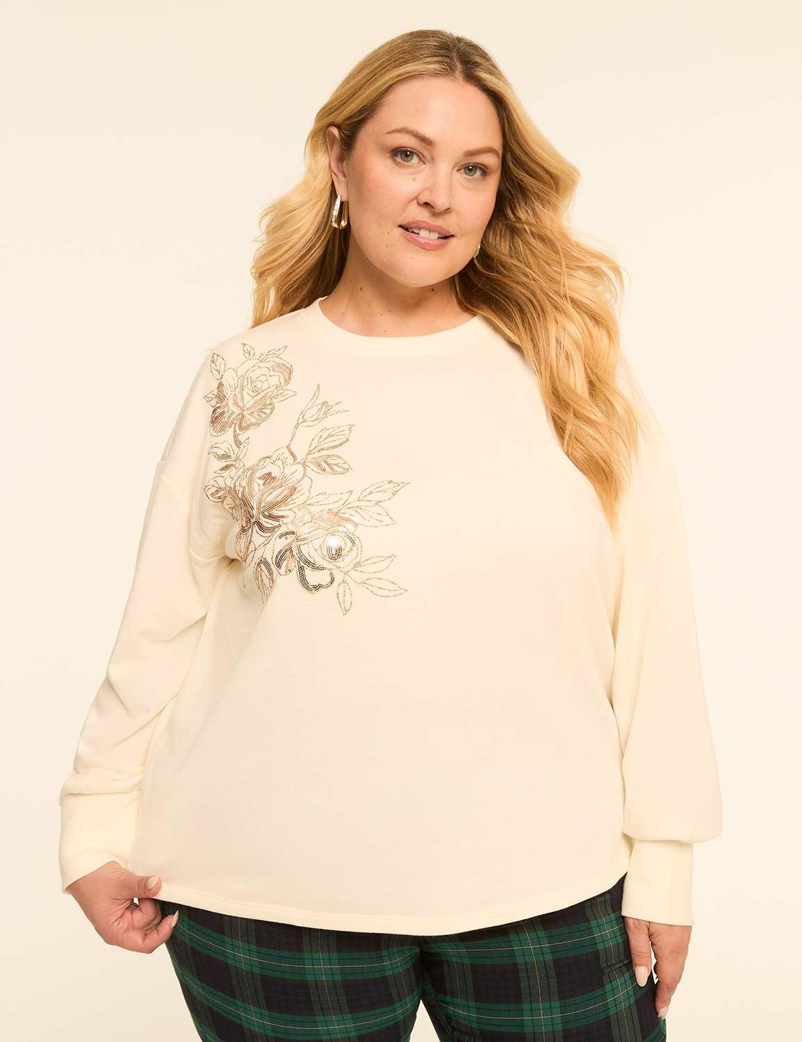 sequin floral sweatshirt