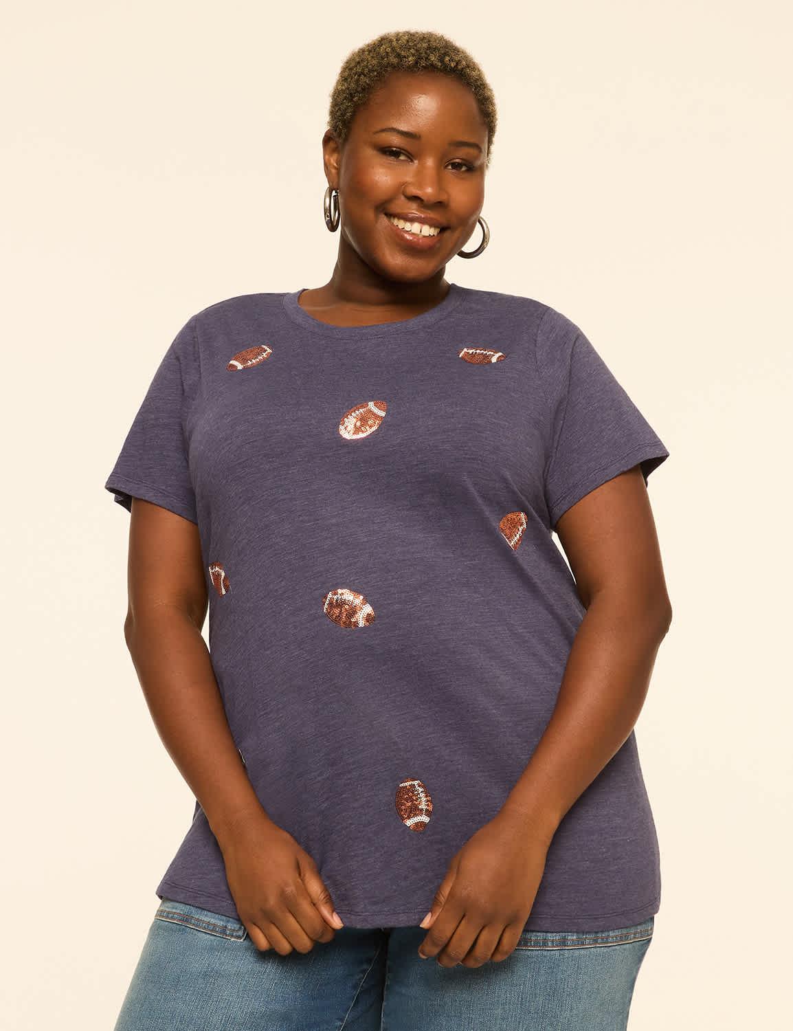 sequin footballs graphic tee