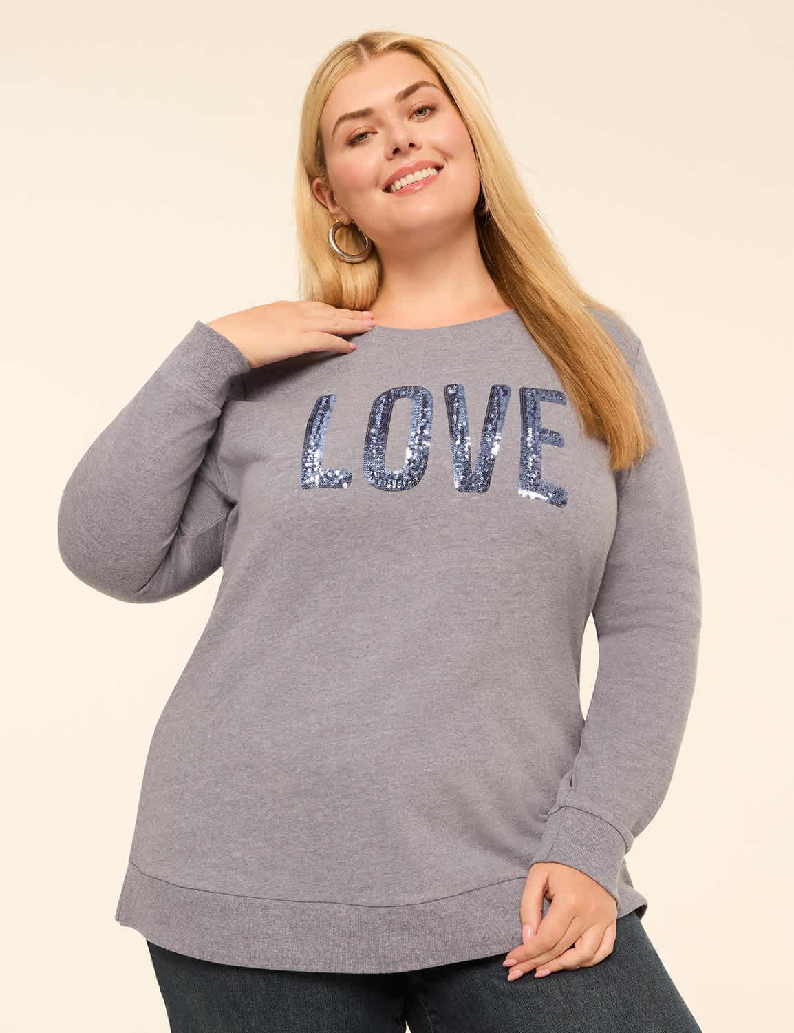 sequin love graphic sweatshirt