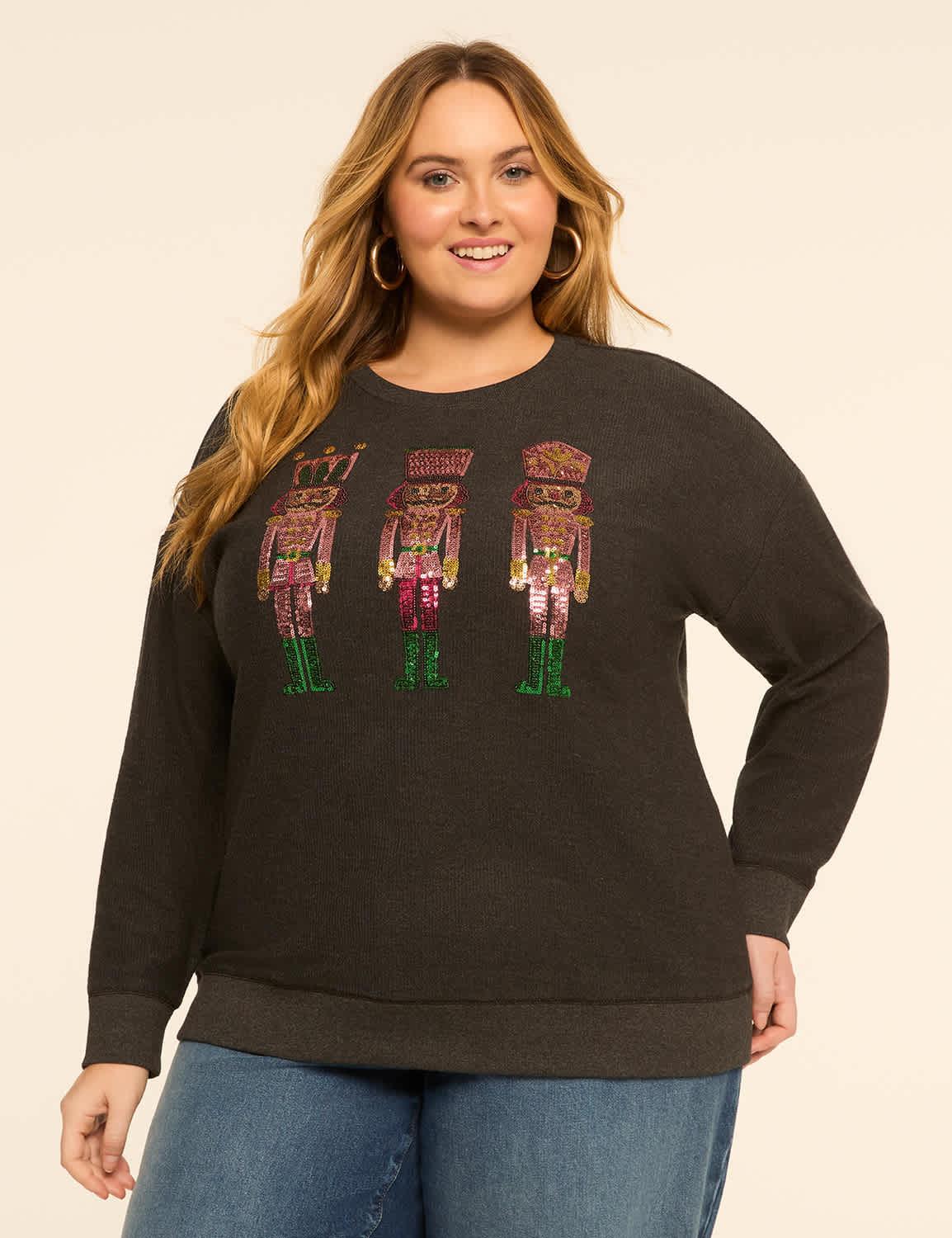 sequin nutcracker graphic sweatshirt