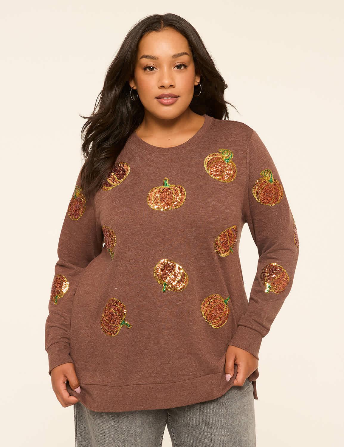 sequin pumpkins graphic sweatshirt