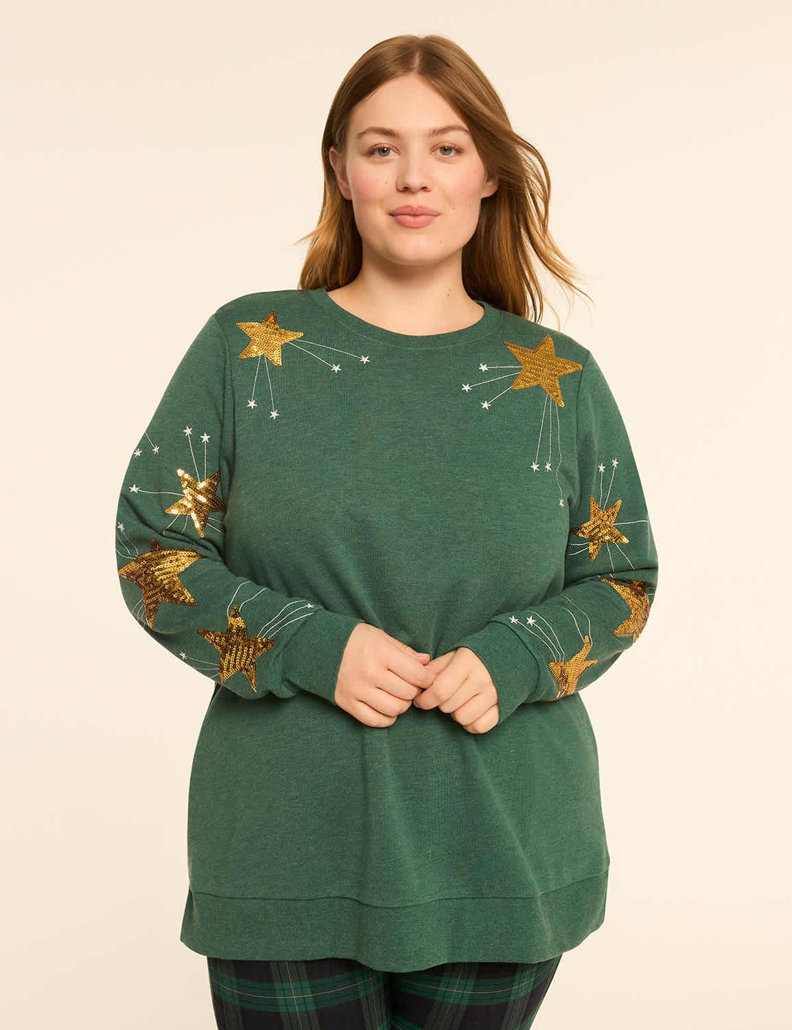 sequin stars graphic sweatshirt