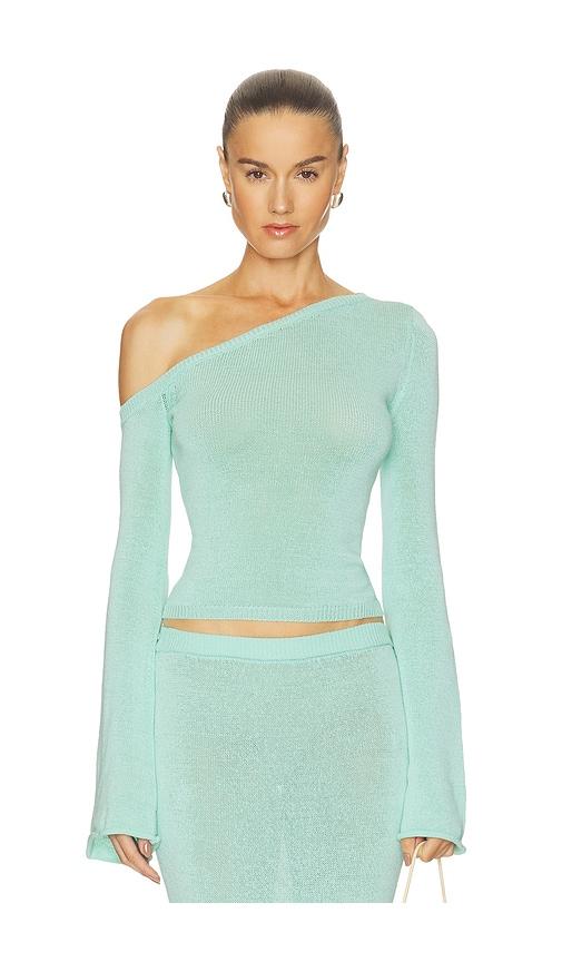 seroya alivia knit top in teal. - size l (also in xs, s, xl)