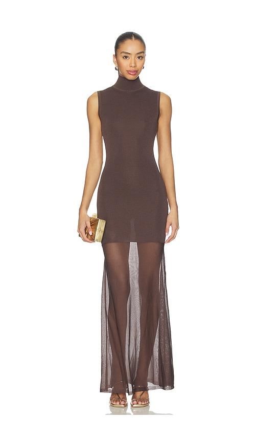seroya amine knit maxi dress in brown. - size m (also in s)