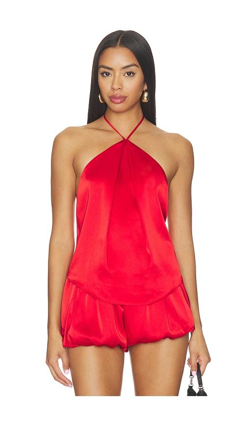 seroya beckham satin tank in red. - size m (also in s)