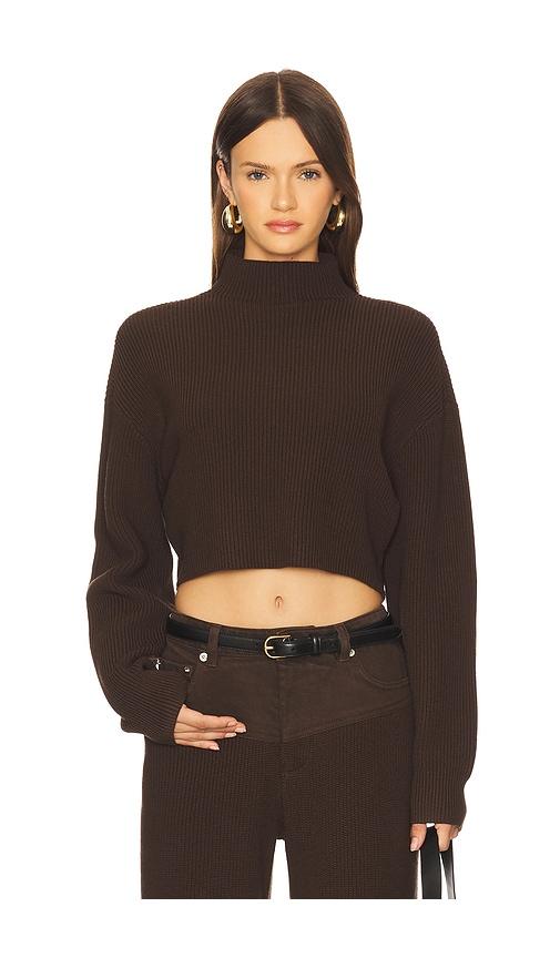 seroya carmen mid cropped sweater in brown. - size l (also in xs, s, m)