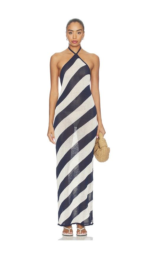 seroya dree knit maxi dress in navy,cream. - size m (also in xs, s, xl)