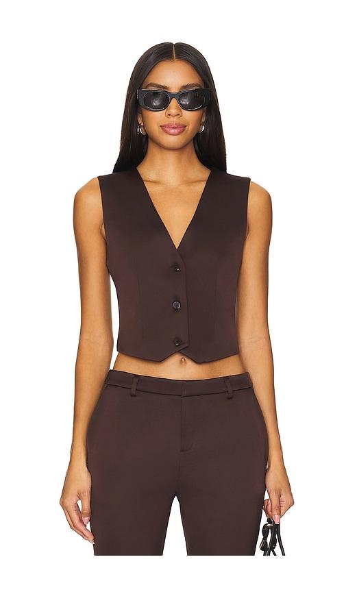 seroya edwina havey satin vest in brown. - size m (also in xs)