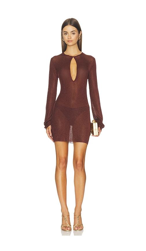 seroya emeri metallic knit mini dress in brown. - size m (also in xs, s, xl)