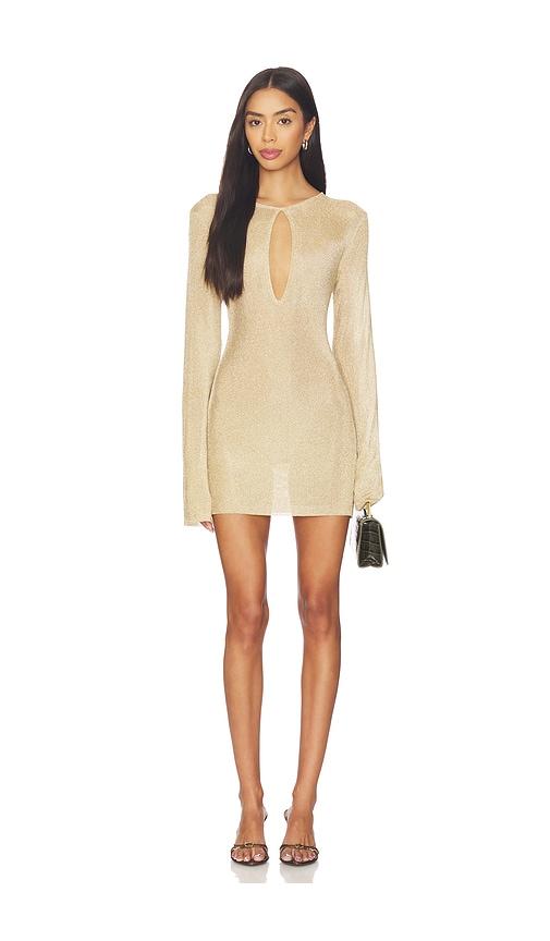 seroya emeri metallic knit mini dress in metallic gold. - size l (also in xxs, xs, s, m)