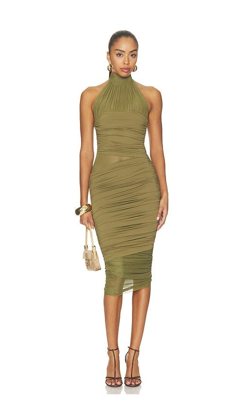 seroya esmee mesh dress in olive. - size l (also in xxs, xs, s, m, xl)