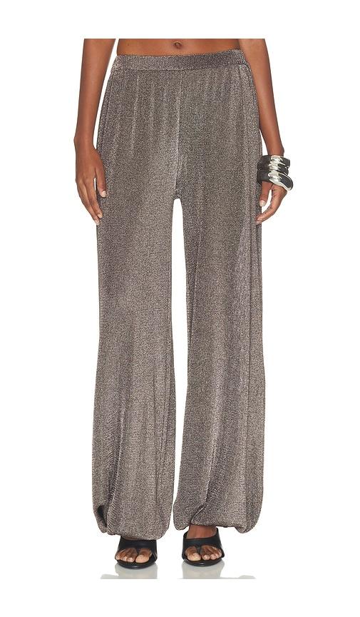 seroya esmerelda metallic knit pant in metallic silver. - size l (also in xxs, xs, s, m, xl)