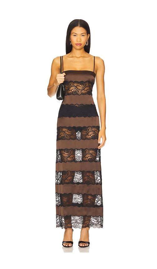 seroya faye dress in brown,black. - size l (also in xs, s, xl)