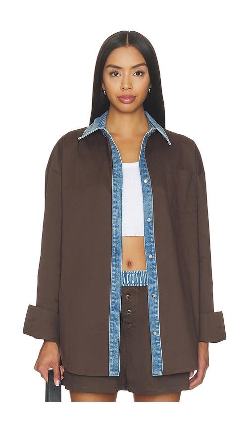seroya gill poplin shirt in brown. - size l (also in m, s, xl, xs, xxs)