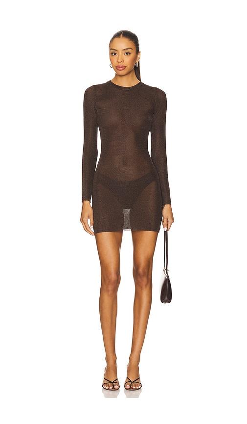 seroya hale mini dress in chocolate. - size l (also in xs, s)
