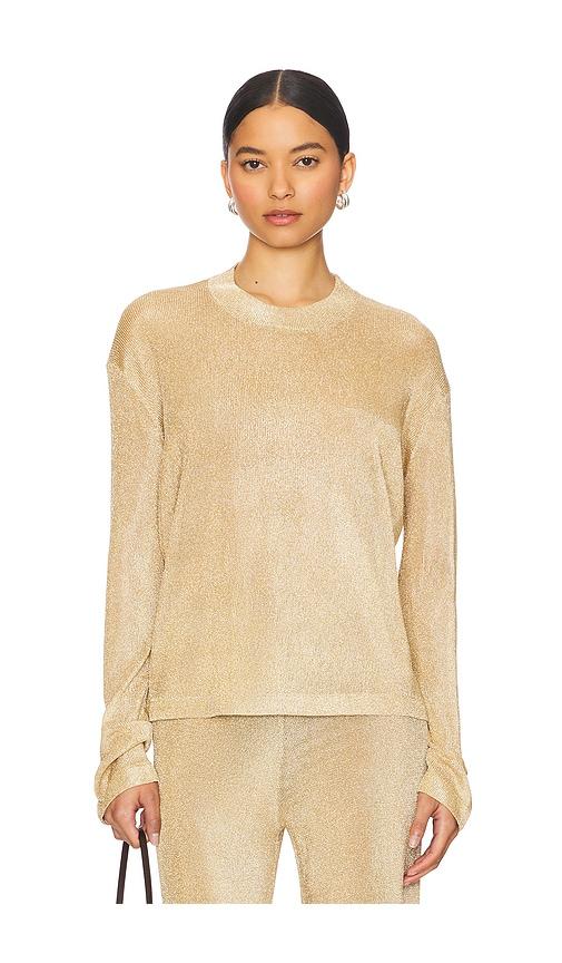 seroya hana metallic knit top in metallic gold. - size l (also in xxs, xs, s, m, xl)
