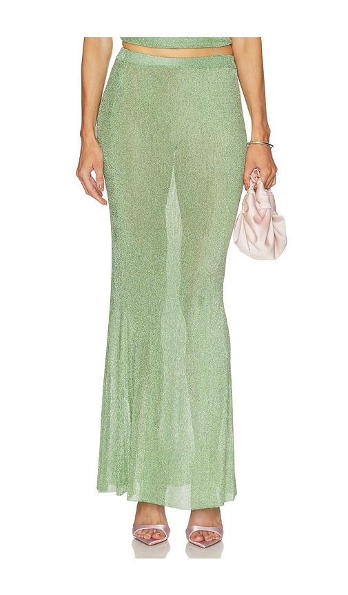 seroya harmony metallic knit skirt in green. - size m (also in xxs, xs, s, xl)