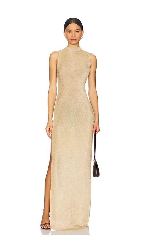 seroya henne metallic dress in metallic gold. - size l (also in m, s, xl, xs, xxs)