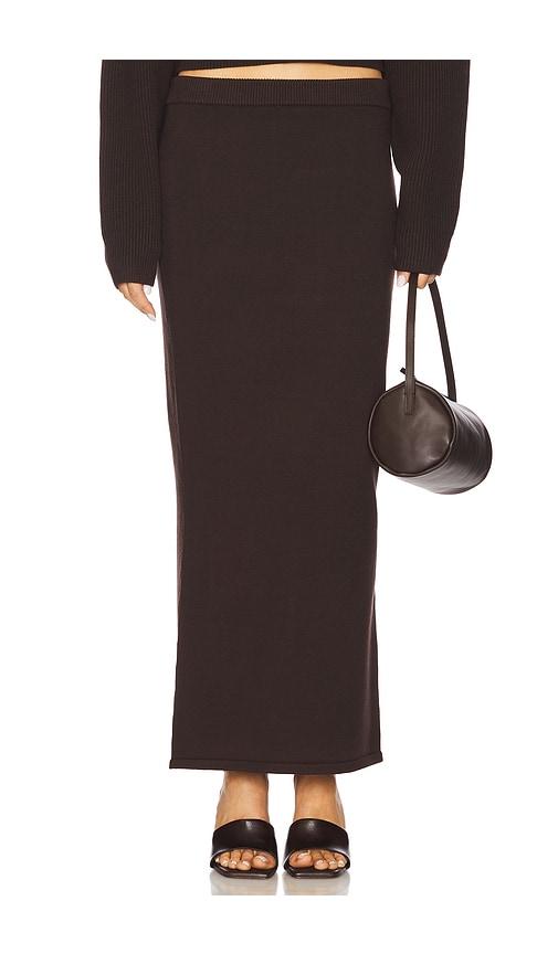seroya java midi skirt in chocolate. - size m (also in xxs, xs)