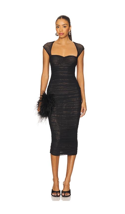 seroya kylie mesh midi dress in black. - size m (also in s, xs, xxs)