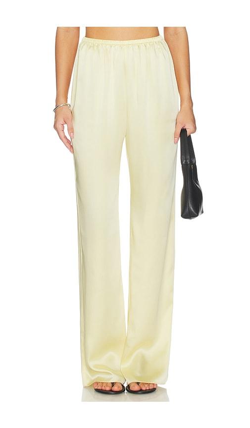 seroya lillian satin pant in yellow. - size m (also in s, xs)