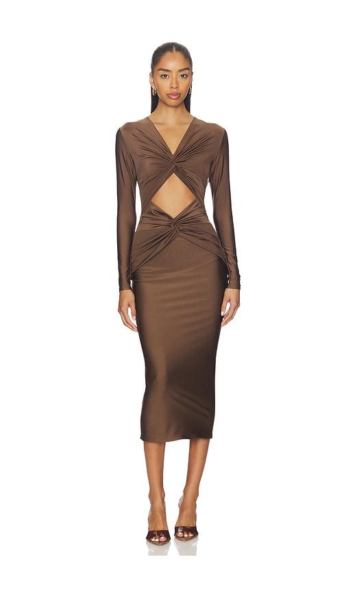 seroya maida dress in brown. - size s (also in xxs, xs)
