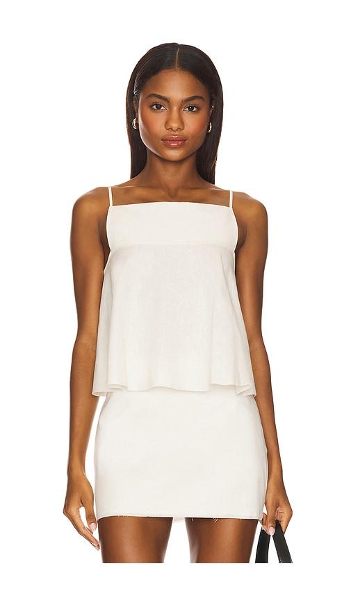 seroya miley linen top in cream. - size m (also in xs, s, xl)
