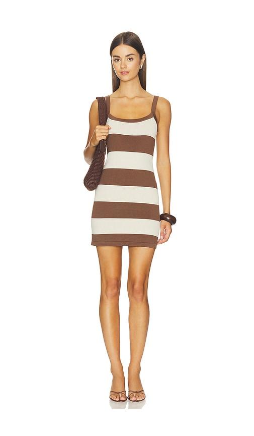 seroya nolita dress in almond & cocoa brown in brown. - size l (also in xxs, xs, s, m)