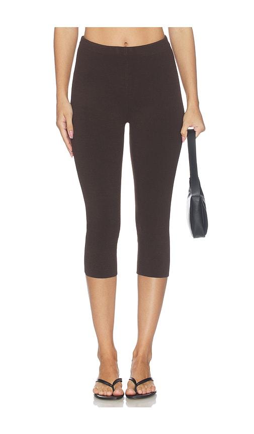 seroya petra knit capri pant in brown. - size l (also in s, m, xl)