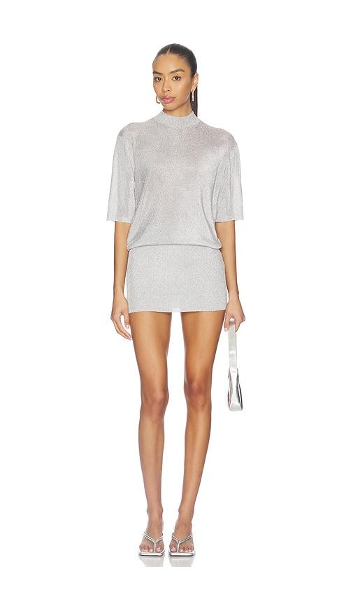 seroya rae metallic mini dress in metallic silver, grey. - size s (also in xl, xs)