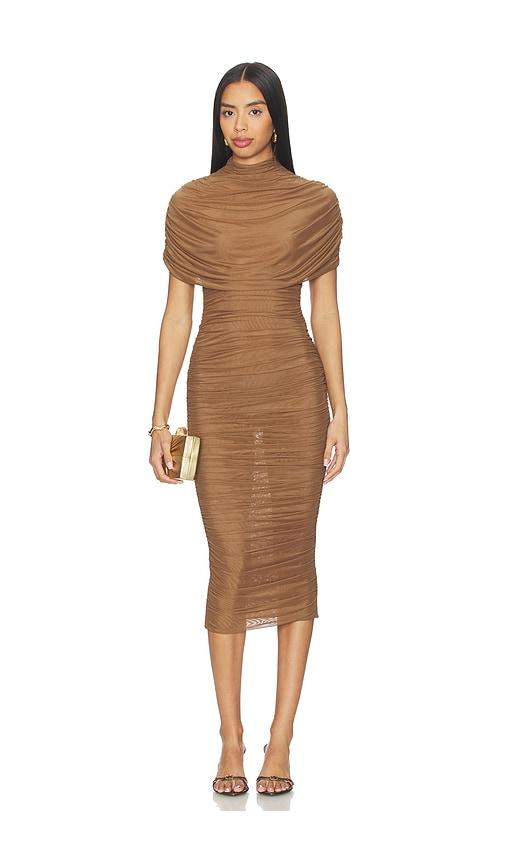 seroya riondra mesh dress in brown. - size m (also in s)