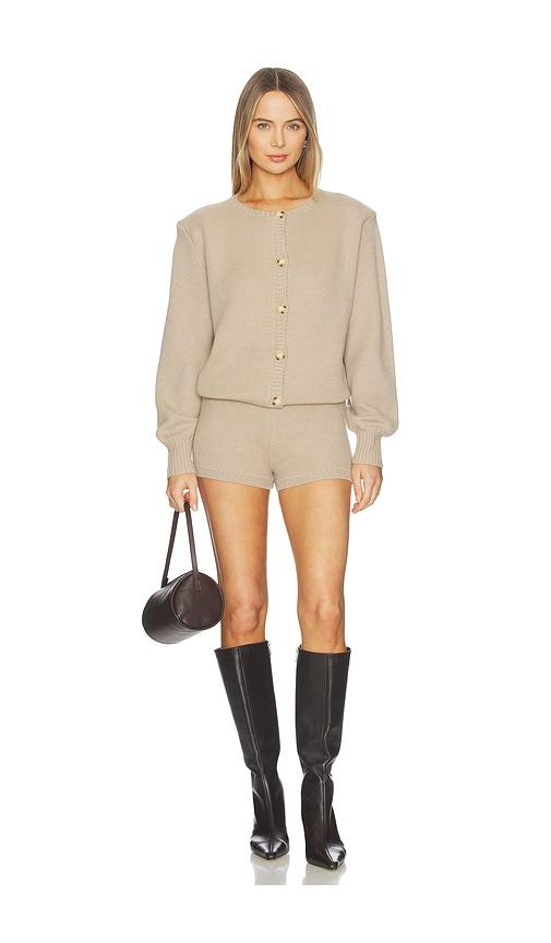 seroya sable knit romper in tan. - size m (also in xl, xs)