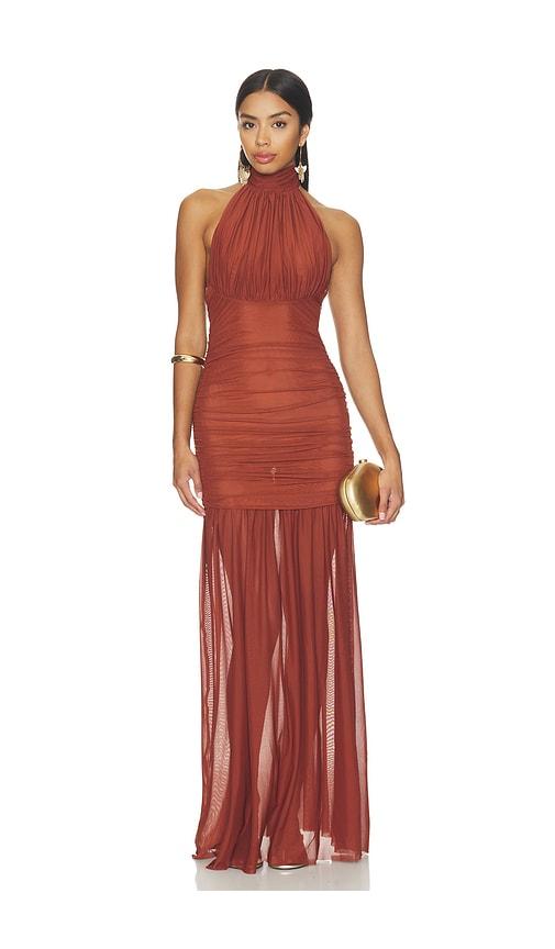 seroya selina mesh dress in brown. - size m (also in xxs, xs, s, xl)