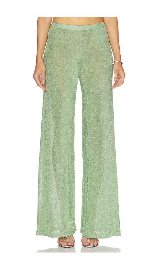 seroya sheldon metallic knit pant in green. - size l (also in xs, s, m)