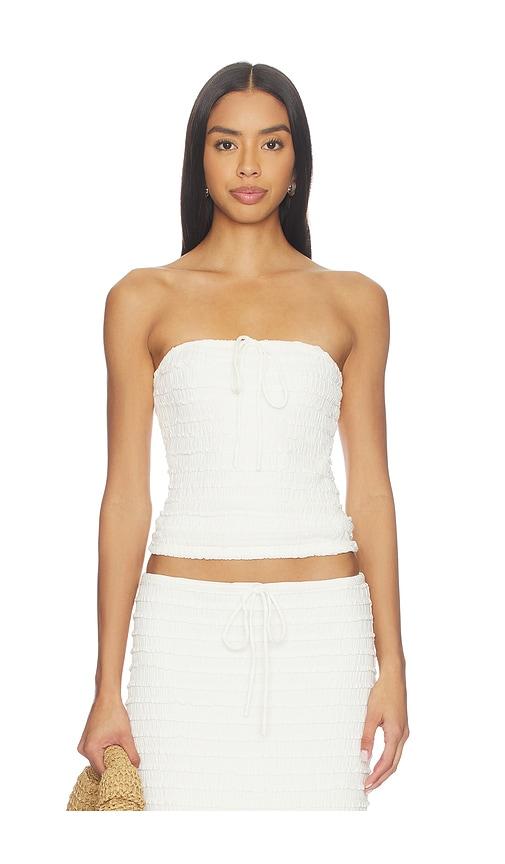 seven wonders adalee ruffle texture strapless top in white. - size l (also in m, s, xl, xs)
